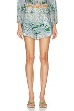 Zimmermann Ottie Tuck Short in Green Paisley, view 1, click to view large image.