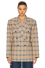 Zimmermann Luminosity Oversized Jacket in Tan Check, view 1, click to view large image.