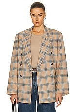 Zimmermann Luminosity Oversized Jacket in Tan Check, view 2, click to view large image.