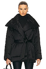 Zimmermann Luminosity Satin Wadded Jacket in Black, view 1, click to view large image.