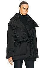 Zimmermann Luminosity Satin Wadded Jacket in Black, view 2, click to view large image.
