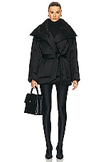 Zimmermann Luminosity Satin Wadded Jacket in Black, view 4, click to view large image.