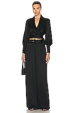 Zimmermann Silk Tuck Pant in Black, view 4, click to view large image.