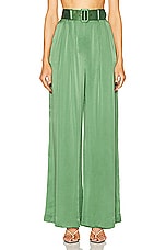 Zimmermann Silk Tuck Pant in Matcha, view 1, click to view large image.