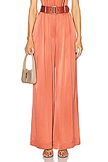 Zimmermann Silk Tuck Pant in Papaya, view 1, click to view large image.