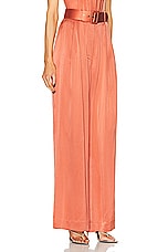 Zimmermann Silk Tuck Pant in Papaya, view 2, click to view large image.