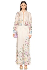 Zimmermann Halliday Relaxed Pant in Cream Watercolour Floral, view 4, click to view large image.