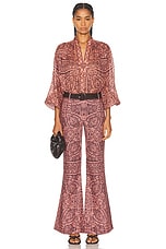 Zimmermann Ottie Flared Pant in Coral Paisley, view 4, click to view large image.