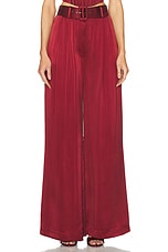 Zimmermann Silk Tuck Pant in Burgundy, view 1, click to view large image.