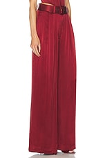 Zimmermann Silk Tuck Pant in Burgundy, view 2, click to view large image.