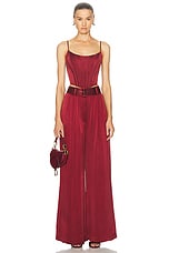 Zimmermann Silk Tuck Pant in Burgundy, view 5, click to view large image.