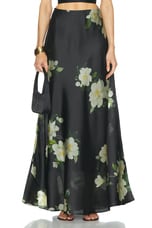 Zimmermann Harmony Flare Skirt in Black Magnolia, view 1, click to view large image.