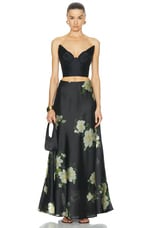 Zimmermann Harmony Flare Skirt in Black Magnolia, view 4, click to view large image.