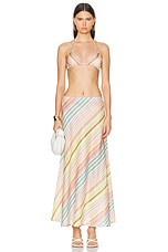 Zimmermann Halliday Bias Skirt in Multi Stripe, view 4, click to view large image.