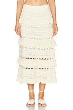 Zimmermann Waverly Crochet Midi Skirt in Cream, view 1, click to view large image.