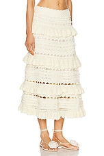 Zimmermann Waverly Crochet Midi Skirt in Cream, view 2, click to view large image.