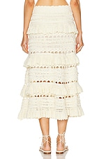 Zimmermann Waverly Crochet Midi Skirt in Cream, view 3, click to view large image.