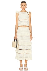 Zimmermann Waverly Crochet Midi Skirt in Cream, view 4, click to view large image.