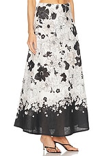 Zimmermann Pop Bias Midi Skirt in Ivory & Black Floral, view 2, click to view large image.