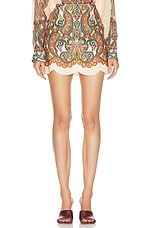 Zimmermann Ottie Scallop Mini Skirt in Multi Paisley, view 1, click to view large image.