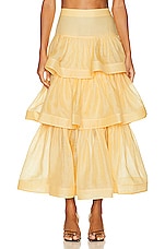 Zimmermann Coaster Tiered Skirt in Butter, view 1, click to view large image.