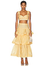 Zimmermann Coaster Tiered Skirt in Butter, view 4, click to view large image.