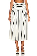 Zimmermann Matchmaker Knit Stripe Skirt in Cream & Black, view 1, click to view large image.