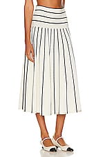 Zimmermann Matchmaker Knit Stripe Skirt in Cream & Black, view 2, click to view large image.