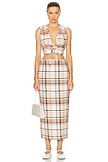 Zimmermann Matchmaker Check Pencil Skirt in Cream Check, view 4, click to view large image.