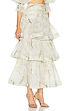 Zimmermann Pleated Tiered Skirt in Acacia Birds, view 2, click to view large image.