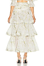 Zimmermann Pleated Tiered Skirt in Acacia Birds, view 3, click to view large image.