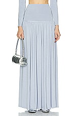 Zimmermann Natura Metallic Midi Skirt in Blue, view 1, click to view large image.