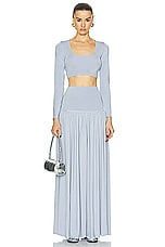 Zimmermann Natura Metallic Midi Skirt in Blue, view 4, click to view large image.