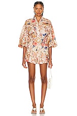 Zimmermann August Panelled Playsuit in Cream Floral, view 1, click to view large image.
