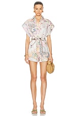 Zimmermann Halliday Cuffed Playsuit in Spliced, view 1, click to view large image.