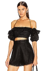 Zimmermann Allia Pintuck Off Shoulder Top in Noir | FWRD