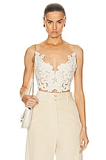 Zimmermann Sensory Velvet Lace Bodice Top in Macadamia, view 1, click to view large image.