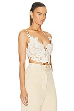 Zimmermann Sensory Velvet Lace Bodice Top in Macadamia, view 2, click to view large image.