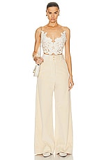 Zimmermann Sensory Velvet Lace Bodice Top in Macadamia, view 4, click to view large image.
