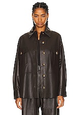 Zimmermann Luminosity Leather Shirt in Espresso, view 1, click to view large image.