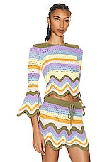 Zimmermann Raie Stripe Knit Top in Multi, view 2, click to view large image.