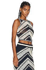 Zimmermann Chintz Hand Crochet Tank in Cream & Navy, view 2, click to view large image.