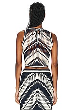 Zimmermann Chintz Hand Crochet Tank in Cream & Navy, view 3, click to view large image.