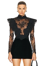 Zimmermann Sensory Lace Bodice Top in Black, view 1, click to view large image.