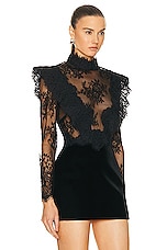 Zimmermann Sensory Lace Bodice Top in Black, view 2, click to view large image.