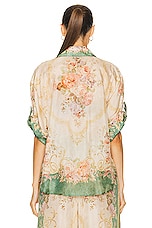 Zimmermann August Short Sleeve Shirt in Khaki Floral, view 3, click to view large image.