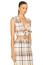 Zimmermann Matchmaker Check Bow Bodice Top in Cream Check, view 2, click to view large image.