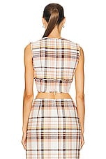 Zimmermann Matchmaker Check Bow Bodice Top in Cream Check, view 3, click to view large image.