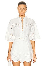 Zimmermann Junie Embroidered Shirt in Ivory, view 1, click to view large image.
