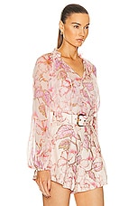 Zimmermann Matchmaker Billow Blouse in Coral Hibiscus, view 2, click to view large image.